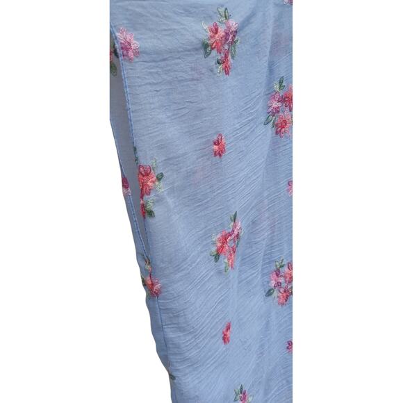 David and Young Blue Floral Embroidered Shawl Kimono Swim cover up Women's OS - Picture 5 of 6